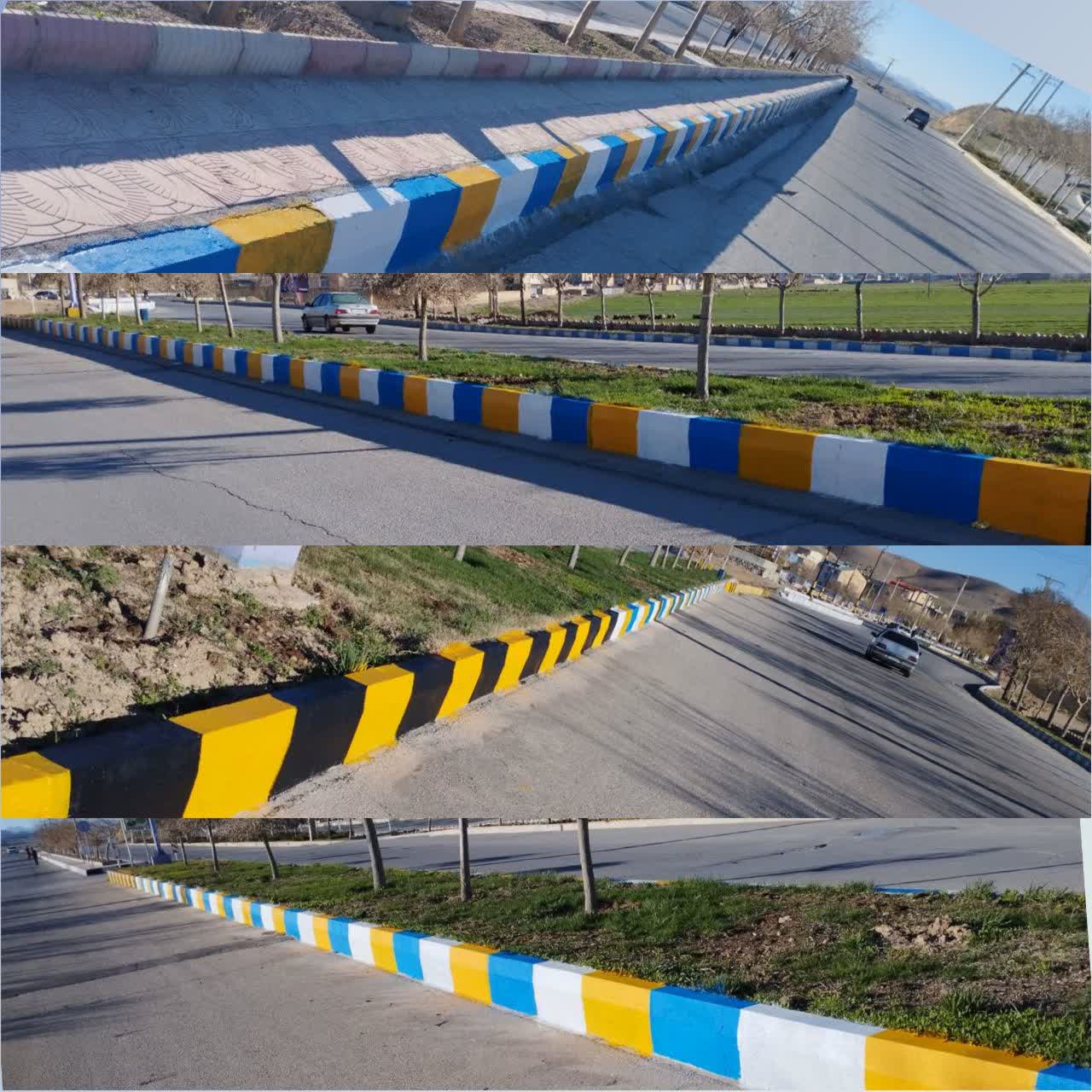 رنگ آمیزی جداول سطح شهر در راستای زیبا سازی شهری شهر طاقانک